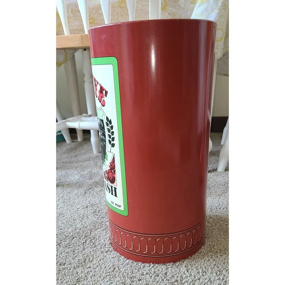 Vintage Cheinco Red Eye Sour Smash Tin Trash Can orange  Retro bar decor - Picture 2 of 7